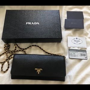 Prada chain wallet saffiano